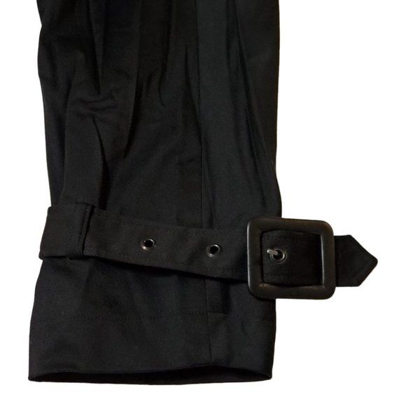 NWT! The Kooples Black Leather Cotten Trench Coat 32 - Picture 14 of 16